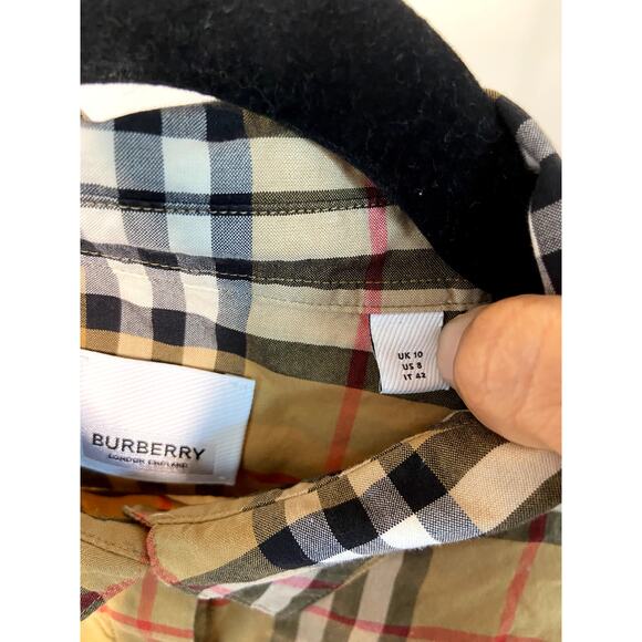 Burberry Vintage Check Button Down Shirt in Antique Yellow size 8 - Picture 3 of 6